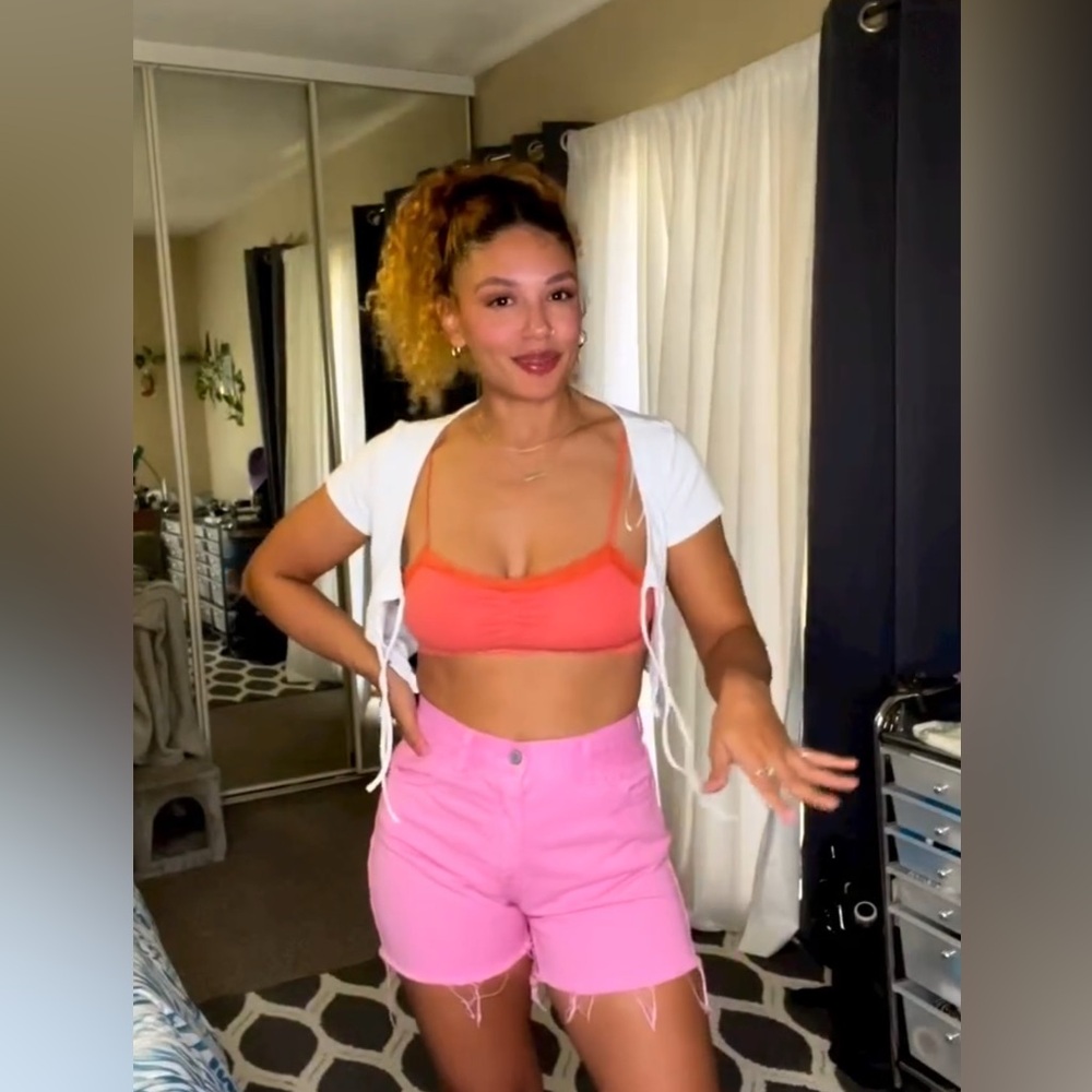 Pink Frayed Women's Denim Shorts